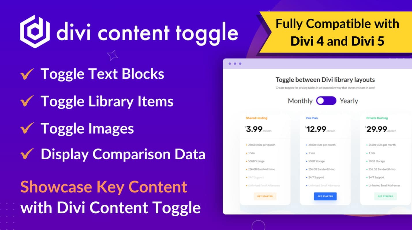 Divi Content Toggle – Przełącznik Treści dla Divi