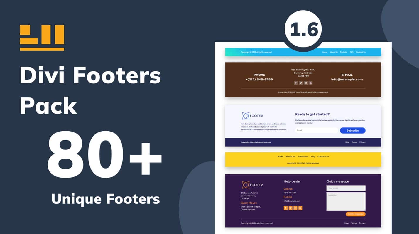 Divi Footers Pack – Gotowe Stopki dla Divi